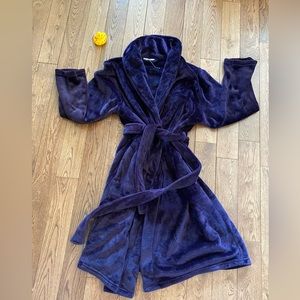 Dark purple fluffy plush bath robe